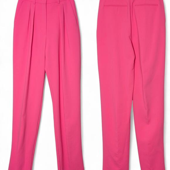 Sportmax Tibet High-Rise Wide-Leg Hot Neon Barbie Bubblegum Pink Trouser Pants 2 - Picture 2 of 8